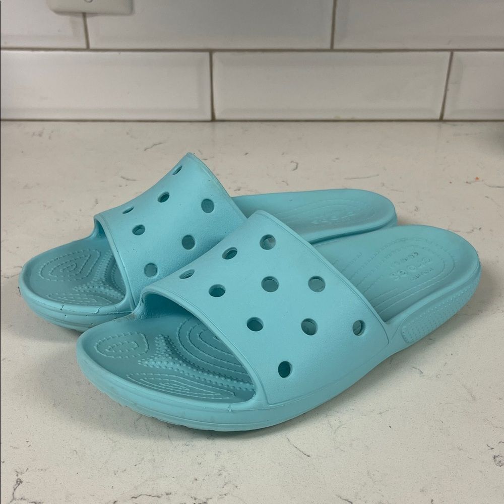 Classic Crocs Slide Light Blue Slide Sandals Unisex Women’s 10 Men’s 8